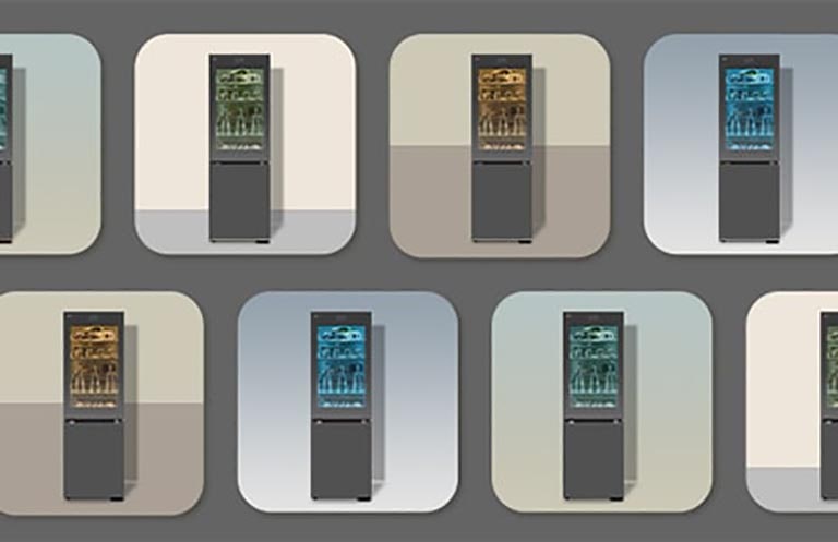 Imagini cu fundaluri multicolore și frigidere.