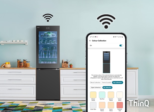 O imagine cu o bucătărie în nuanțe de albastru