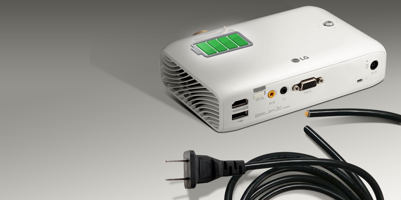 Baterie integrată cu autonomie de până la 2,5 ore1