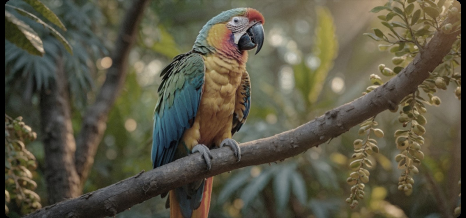 Linii animate se mișcă pe o imagine foarte palidă și aproape gri a unui papagal într-o pădure, ca și cum un supercomputer ar analiza elementele din cadru. Un laser urmează silueta papagalului, iar apoi aceasta este îmbunătățită pentru a deveni mai luminoasă, mai clară și mai colorată. De asemenea, fundalul se transformă din stânga spre dreapta, acum cu contrast, adâncime și culori îmbunătățite.