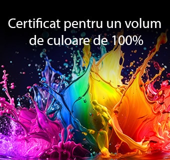 LG QNED AI QNED70 Mini LED cu Dynamic QNED Color umple ecranul cu explozii vii și fluide de mișcare multicoloră, asemănătoare picturii, evidențiind o vibrație îmbunătățită a culorilor, certificată pentru un volum de culoare de 100%.