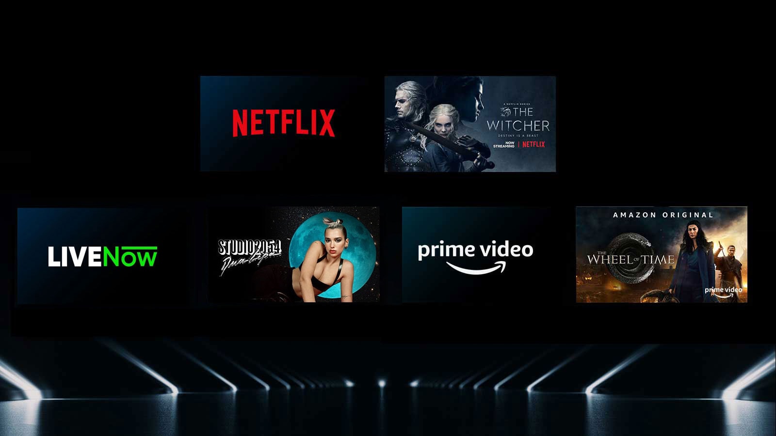 Image showing a variety of OTT services with their respective shows beside each logo.