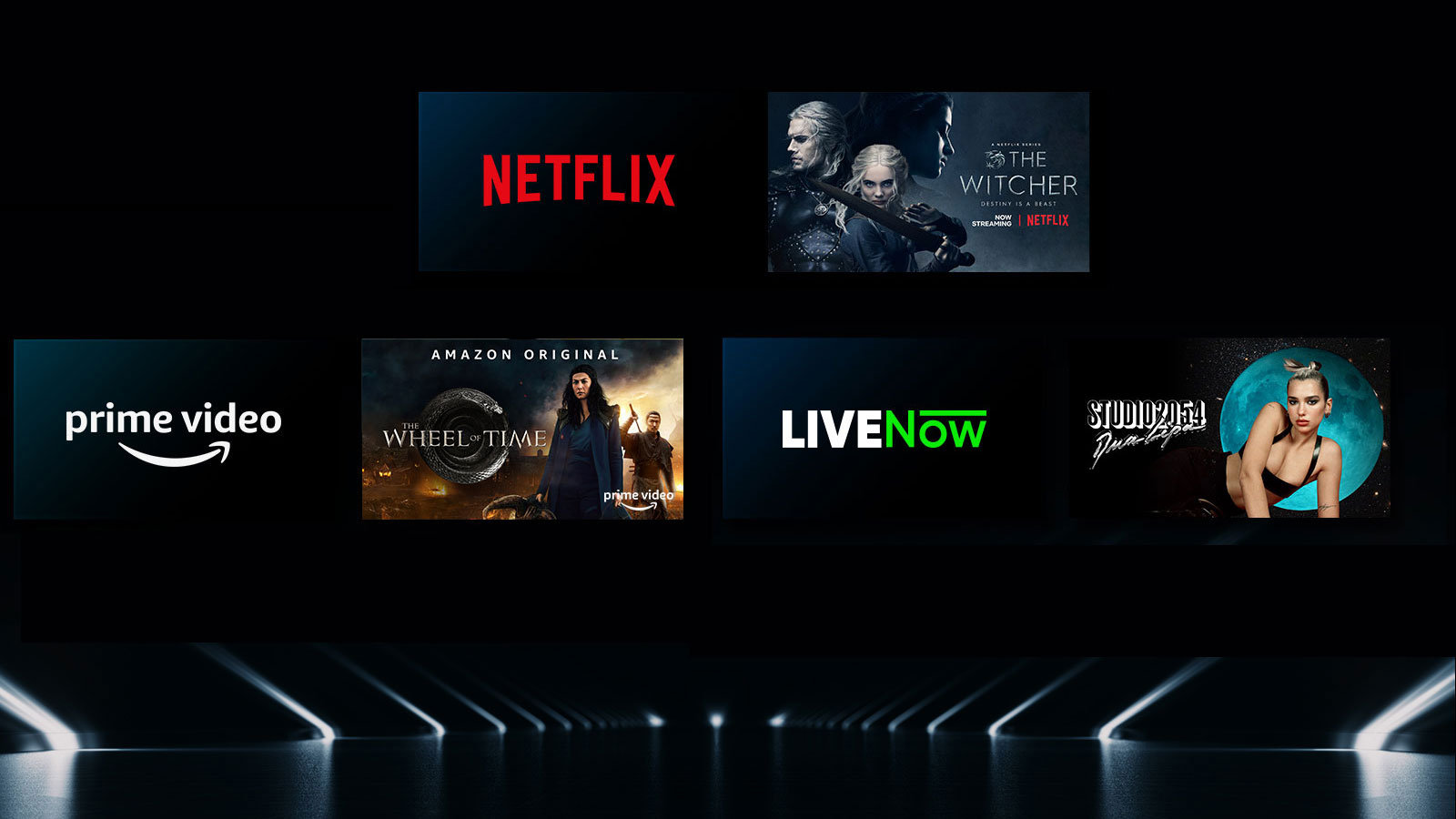 Imagine care afișează o varietate de servicii OTT cu emisiunile respective în dreptul fiecărei sigle.