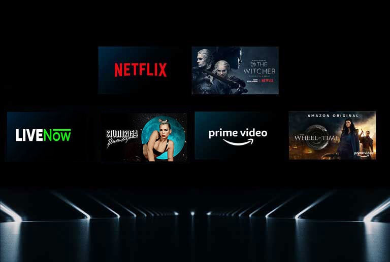 Image showing a variety of OTT services with their respective shows beside each logo.