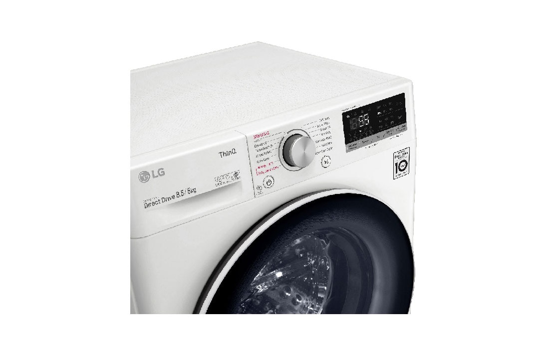 LG Maşină de spălat cu uscător LG SLIM(2 în 1) | 8.5kg spălare/5kg uscare | AI Direct Drive™ 10 ani garanție | Clasa E | Steam™ | ThinQ™ | Alb, F2DV5S8S0, thumbnail 7