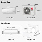 LG Aer Condiționat LG | Deluxe Hyper | 9000 BTU | Dual Inverter| WI-FI | Alb, Deimension&Installation, HC09RK, thumbnail 12