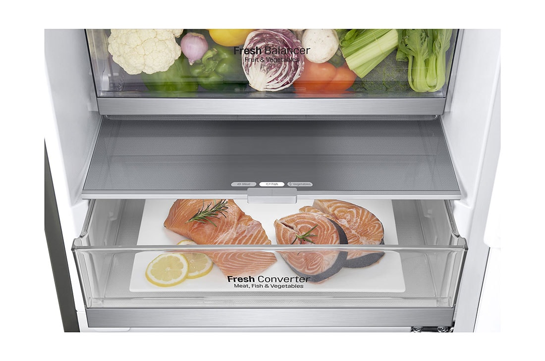 LG Combină frigorifică | 337 L | Clasa E |Total No Frost | Compresor Linear Inverter 10 ani Garanție | ThinQ™ | Gri metalizat, GBF71PZDZN, thumbnail 4