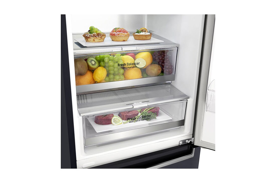 LG Combină frigorifică | Clasa D | 384 L | Compresor Linear Inverter 20 ani Garanție | Door Cooling | Metal Touch Display | ThinQ™ | Negru mat, GBB92MCAXP, thumbnail 4
