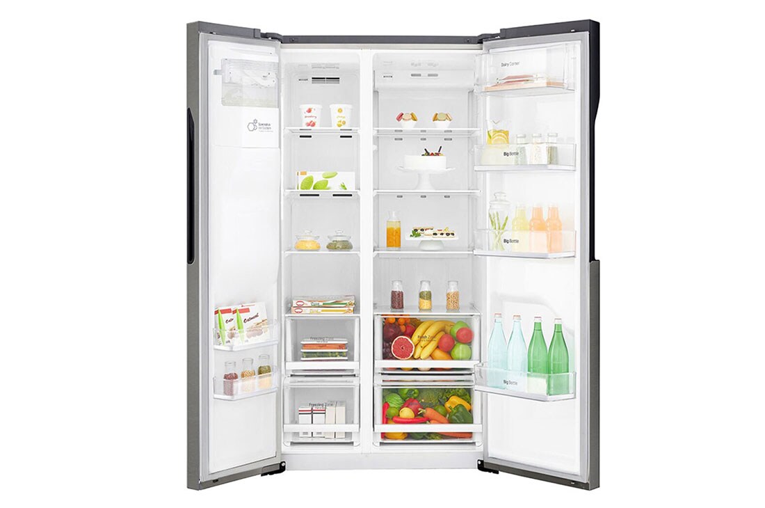 LG Frigider Side by Side | Clasa F | 591 L | Total No Frost | Compresor Linear Inverter 10 ani Garanție | Smart Diagnosis | Gri închis, GSL360ICEV   , GSL360ICEV, thumbnail 2