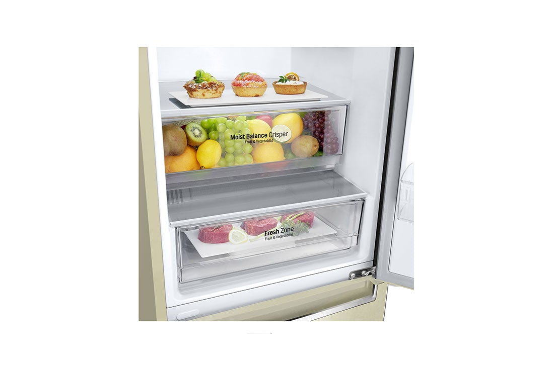 LG Combină frigorifică LG DoorCooling+™ | Clasa E | 384 l | Total No Frost | Compresor Linear Inverter 10 ani garanție | Bej, GBB62SEHZN, thumbnail 4