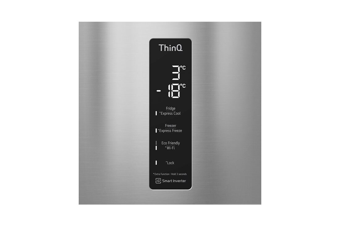 LG Combină frigorifică | Clasa E | 384 L | Total No Frost | Compresor Smart Inverter 10 ani Garanție | Door Cooling | ThinQ™ | Gri metalizat, LCD Panel View, GBB62PZHMN, thumbnail 7