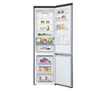LG Combină frigorifică | Clasa E | 384 L | Total No Frost | Compresor Smart Inverter 10 ani Garanție | Door Cooling | ThinQ™ | Gri metalizat, Front View Door open with Food, GBB62PZHMN, thumbnail 3