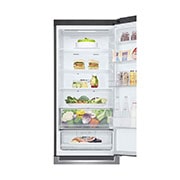 LG Combină frigorifică | Clasa E | 384 L | Total No Frost | Compresor Smart Inverter 10 ani Garanție | Door Cooling | ThinQ™ | Gri metalizat, Close Up Front View Door open with food, GBB62PZHMN, thumbnail 6