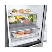 LG Combină frigorifică | Clasa E | 384 L | Total No Frost | Compresor Smart Inverter 10 ani Garanție | Door Cooling | ThinQ™ | Gri metalizat, Left side Close up View with food, GBB62PZHMN, thumbnail 9