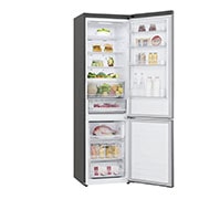 LG Combină frigorifică | Clasa E | 384 L | Total No Frost | Compresor Smart Inverter 10 ani Garanție | Door Cooling | ThinQ™ | Gri metalizat, Right side View door open with food, GBB62PZHMN, thumbnail 12