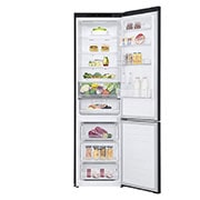LG Combină frigorifică | Clasa E | 384 L | Total No Frost | Compresor Smart Inverter 10 ani garanție | Door Cooling+™ | Negru mat, Front View with Food, GBB62MCJMN, thumbnail 2