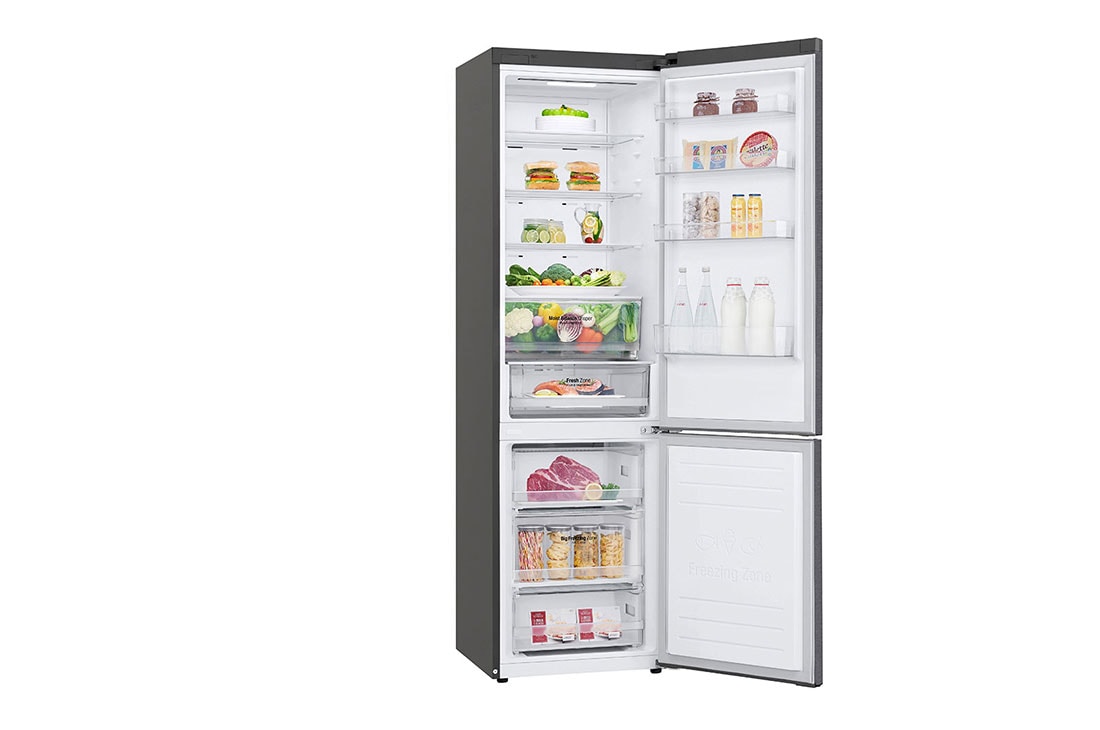 LG Combină frigorifică | Clasa E | 384 L | Total No Frost | Compresor Smart Inverter 10 ani Garanție | Door Cooling | Gri metalizat, LeftSideOpen_Food2, GBB62DSHMN, thumbnail 12