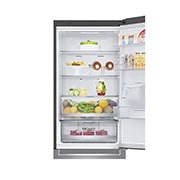 LG Combină frigorifică | Clasa E | 336 L | Total No Frost | Compresor Smart Inverter 10 ani Garanție | Door Cooling | ThinQ™ | Gri metalizat, Front View with food and door open, GBF71PZDMN, thumbnail 8