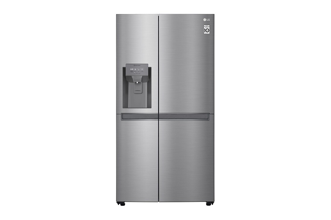 LG Frigider Side by Side | 601 L | Clasa F | Total No Frost | Compresor Smart Inverter 10 ani Garanție | Gri metalizat, Front View, GSL480PZXV