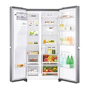 LG Frigider Side by Side | 601 L | Total No Frost | Compresor Smart Inverter 10 ani Garanție | Gri metalizat, Front View Door open, GSL481PZXZ, thumbnail 3