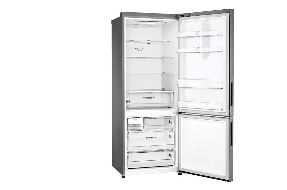 LG Combină frigorifică | 451 L | Compresor Smart Inverter 10 ani Garanție | Clasa E | DoorCooling™ | ThinQ™ | Gri metalizat, Left view with open door, GBB566PZHMN, thumbnail 11
