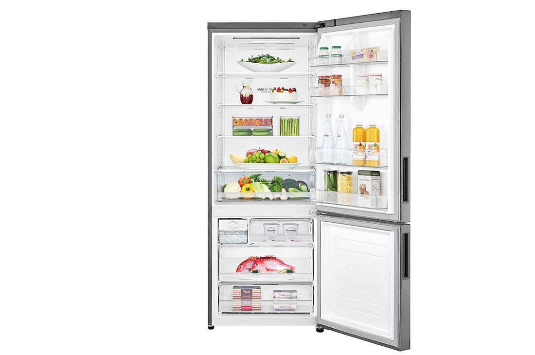 LG Combină frigorifică | 451 L | Compresor Smart Inverter 10 ani Garanție | Clasa E | DoorCooling™ | ThinQ™ | Gri metalizat, Front View with door open, GBB566PZHMN, thumbnail 2