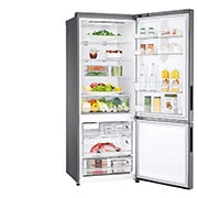LG Combină frigorifică | 451 L | Compresor Smart Inverter 10 ani Garanție | Clasa E | DoorCooling™ | ThinQ™ | Gri metalizat, Left view with open door, GBB566PZHMN, thumbnail 10