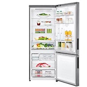 LG Combină frigorifică | 451 L | Compresor Smart Inverter 10 ani Garanție | Clasa E | DoorCooling™ | ThinQ™ | Gri metalizat, Front View with door open, GBB566PZHMN, thumbnail 2