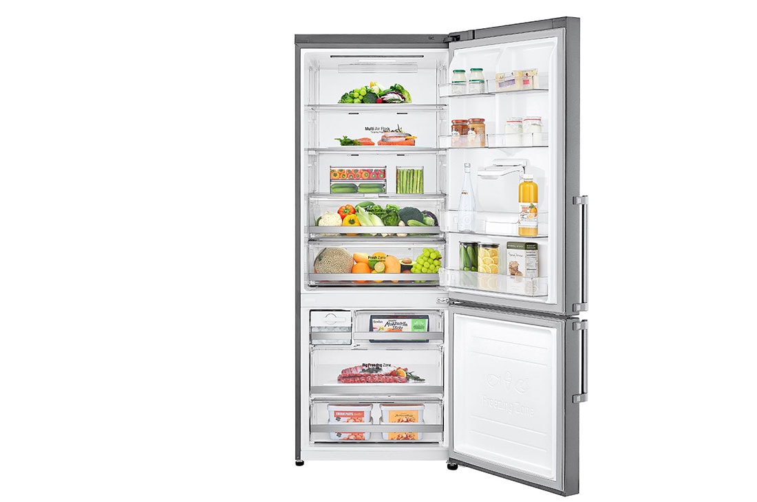 LG Combină frigorifică | 446 L | Compresor Smart Inverter 10 ani Garanție | Clasa E | DoorCooling™ | ThinQ™ | Gri metalizat, Front image with door open, GBF567PZCMB, thumbnail 2