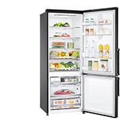LG Combină frigorifică | 451 L | Total No Frost | Clasa E | Compresor Smart Inverter 10 ani Garanție | DoorCooling™ | ThinQ™ | Negru mat, Left view with open door, GBB569MCAMB, thumbnail 11