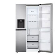 LG Frigider Side by Side cu Door-in-Door™ | 635 L | Total No Frost | Clasa E | DoorCooling™ | ThinQ™ | Argintiu, vedere frontală deschisă cu mâncăruri, GSJV71PZTE, thumbnail 11