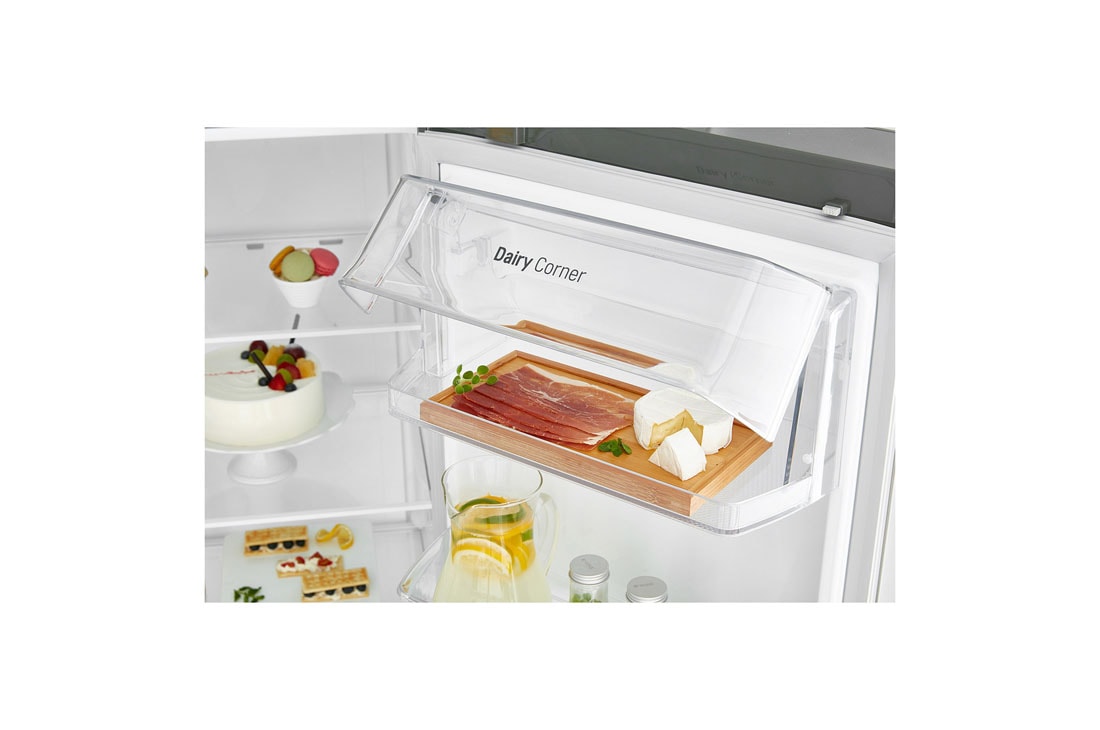 LG Frigider Side by Side | 630 L | Total No Frost | Clasa F | LINEARCooling™ | Multi-Air Flow  | Smart Diagnosis™, vedere cu compartimentul pentru lactate, GSLV30DSXM, thumbnail 5