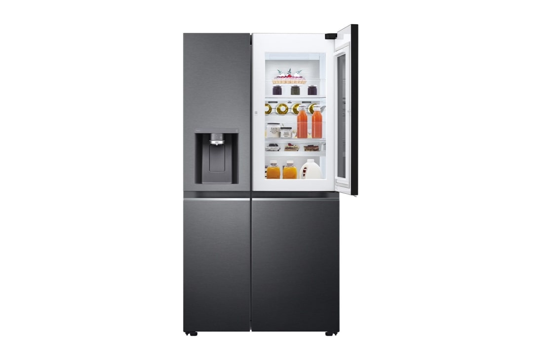 LG Frigider LG | Door-in-Door™ | InstaView™| Clasa F | 635 L | LINEARCooling™ | Door Cooling™ | SmartDiagnosis™ | UVnano™ | Compresor Inverter Linear, vedere frontală deschisă în partea dreaptă, GSXV91MCAF, thumbnail 11