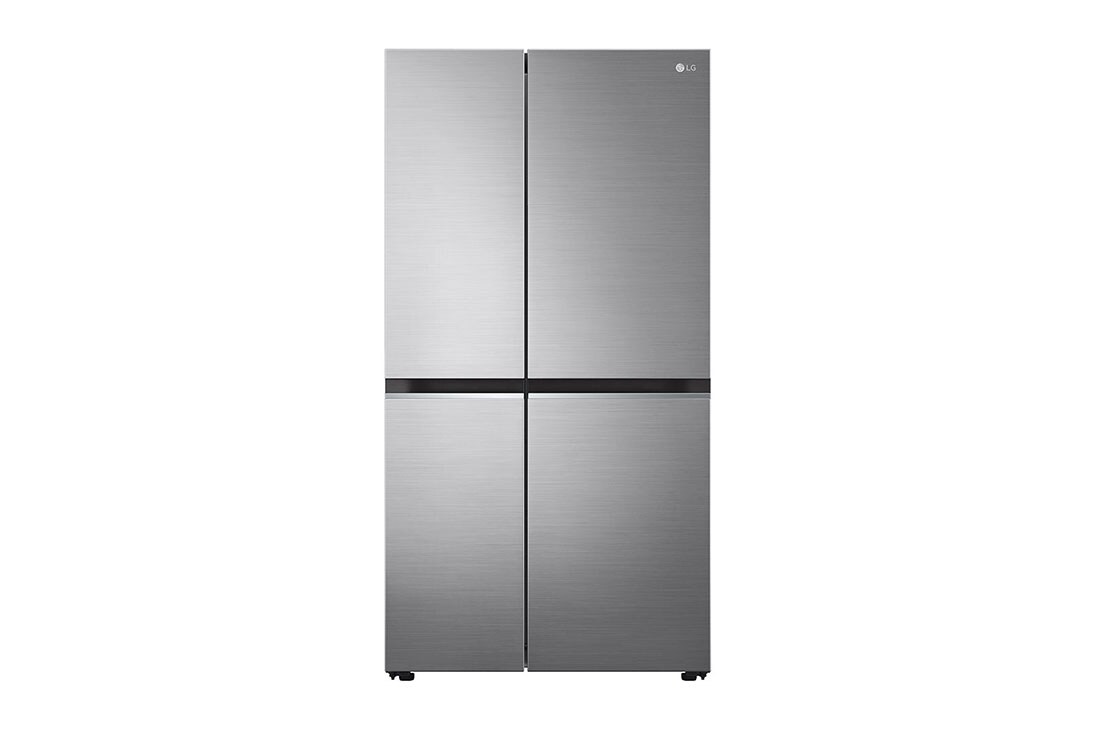 LG Side by Side LG, Full No Frost, 655L, Compresor Smart Inverter, Clasa F, Argintiu, vedere frontală, GSBV70PZTM