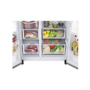 LG Side by Side LG, Full No Frost, 655L, Compresor Smart Inverter, Clasa F, Argintiu, vedere sertar, GSBV70PZTM, thumbnail 5