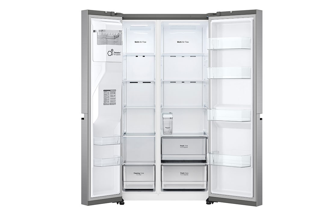 LG Frigider Side by Side | 635 L | Clasa F |  Compresor Inverter Inteligent 10 ani garantie | Smart Diagnosis™ | Multi Air Flow, vedere cu mânerul, GSLV51PZXM, thumbnail 3