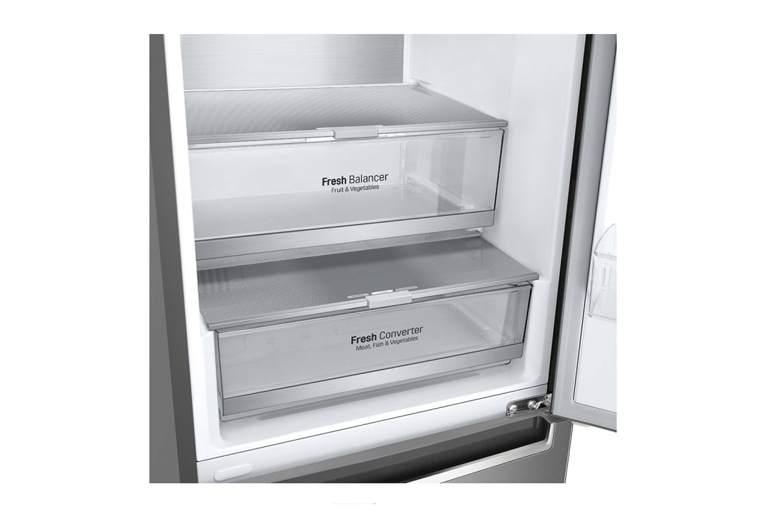 LG Combină frigorifică | Clasa C | 384 L | Total No Frost | Compresor Smart Inverter 10 ani Garanție | Door Cooling | ThinQ™ | Gri metalizat, front open image, GBB72SAUCN1, thumbnail 2