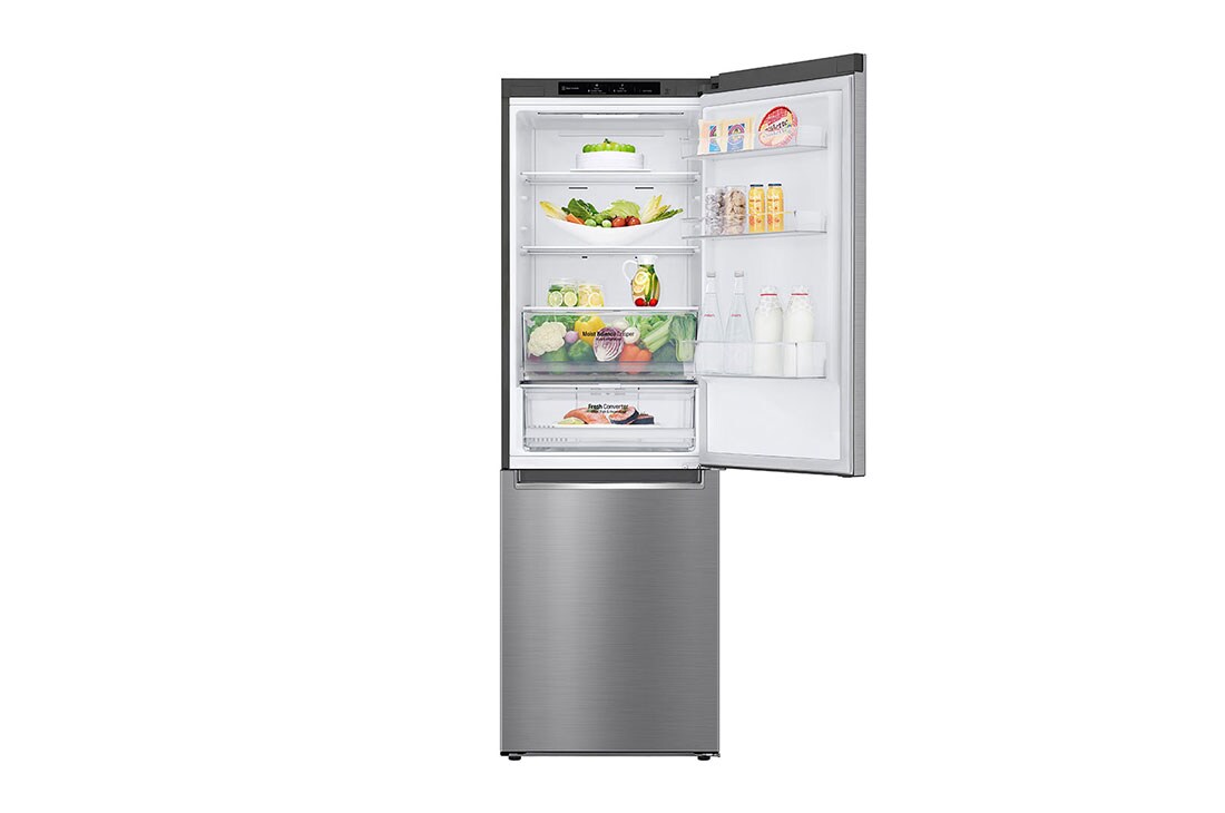 LG Combină frigorifică | Clasa C | 341 L | Compresor Smart Inverter 10 ani garanție | Door Cooling™ | SmartDiagnosis™ | Argintiu, open door with food , GBB61PZGCN1, thumbnail 4