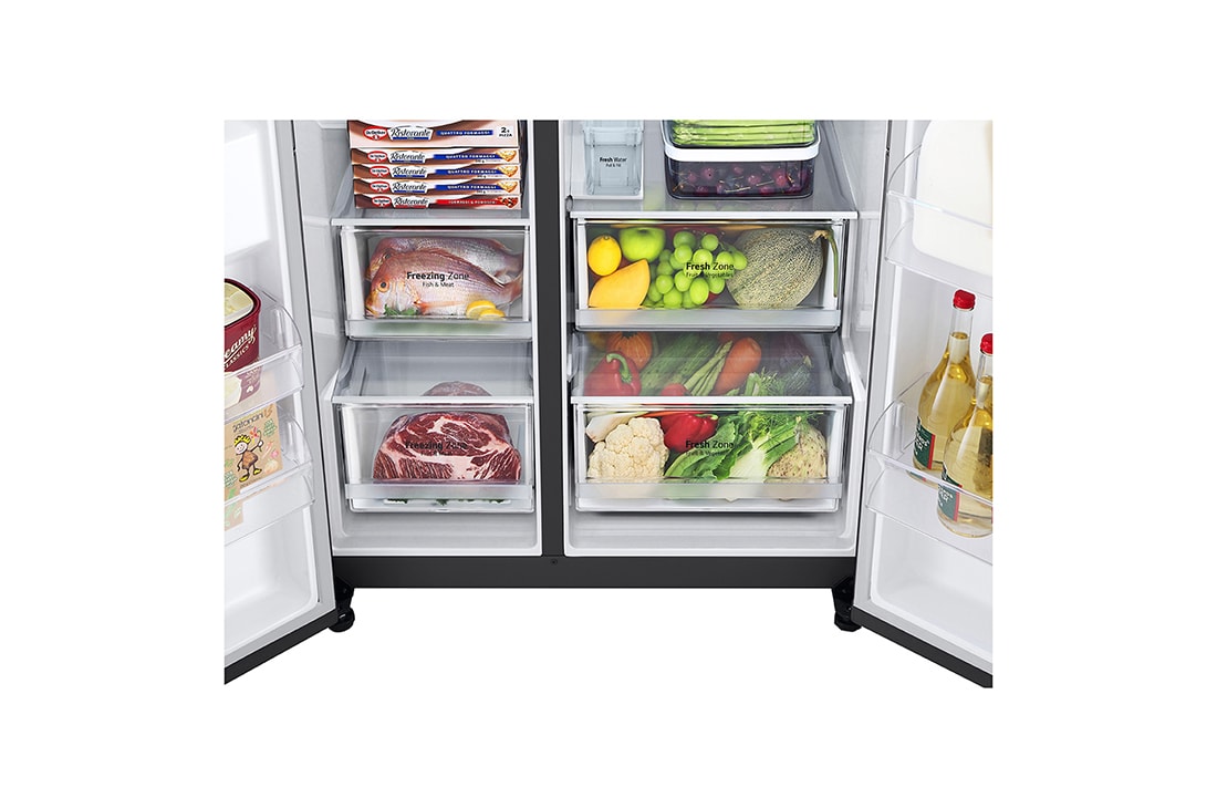LG Side by Side LG, 635L, Compresor Linear Inverter, DoorCooling+™, Drawer_Non-Moist, GSLV71MCTD, thumbnail 4