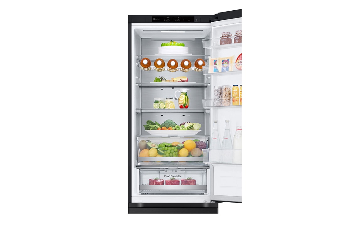 LG Combina Frigorifica, 387L, No Frost, Compresor Smart Inverter,  Display cu LED Interior, Clasa D, 203 cm, Duct view with food, GBV7280DEV, thumbnail 6