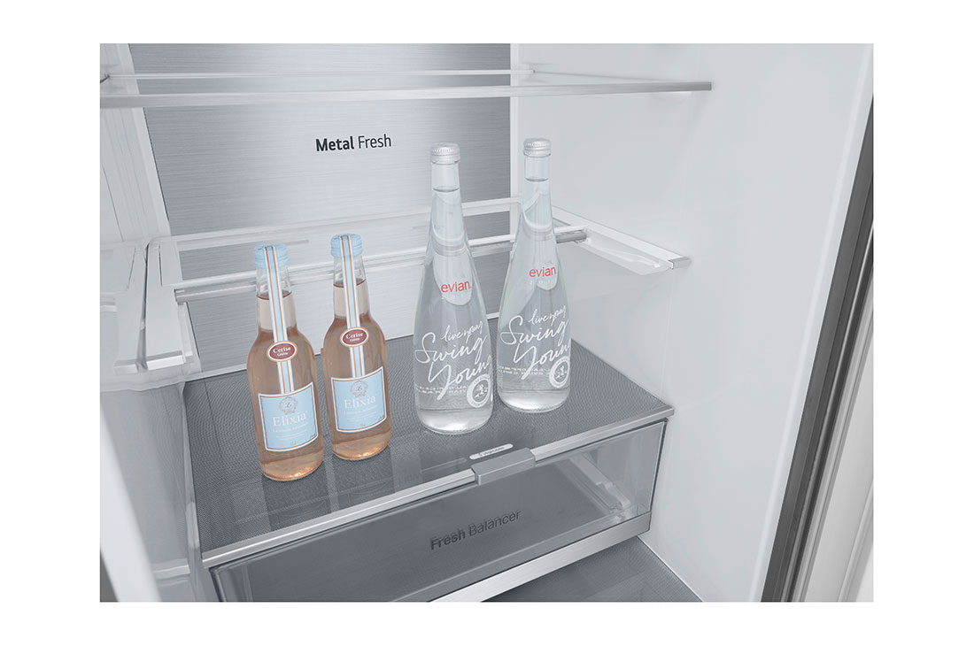 LG Combina Frigorifica LG, 387L, No Frost, Compresor Smart Inverter,  Display cu LED Interior, Clasa D, Drawer with bottels, GBV7280DMB, thumbnail 8