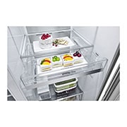 LG Side by Side LG, 635L, Instaview, UVnano™, WI-FI, Drawer with food, GSXV91MBAE, thumbnail 4