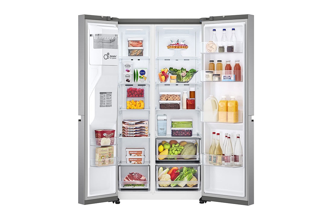 LG Frigider Side by Side, 635L, No Frost, Compresor Linear Inverter, Multi-Air Flow, front image , GSLV51PZXE, thumbnail 2