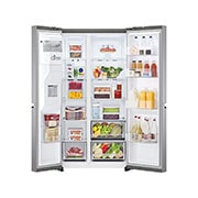 LG Frigider Side by Side, 635L, No Frost, Compresor Linear Inverter, Multi-Air Flow, front image , GSLV51PZXE, thumbnail 2
