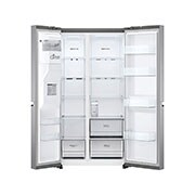 LG Frigider Side by Side, 635L, No Frost, Compresor Linear Inverter, Multi-Air Flow, front view, GSLV51PZXE, thumbnail 3