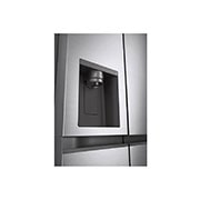 LG Frigider Side by Side, 635L, No Frost, Compresor Linear Inverter, Multi-Air Flow, dispenser side view, GSLV51PZXE, thumbnail 6