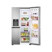 LG Frigider Side by Side, 635L, No Frost, Compresor Linear Inverter, Multi-Air Flow, front with food, GSLV51PZXE, thumbnail 8