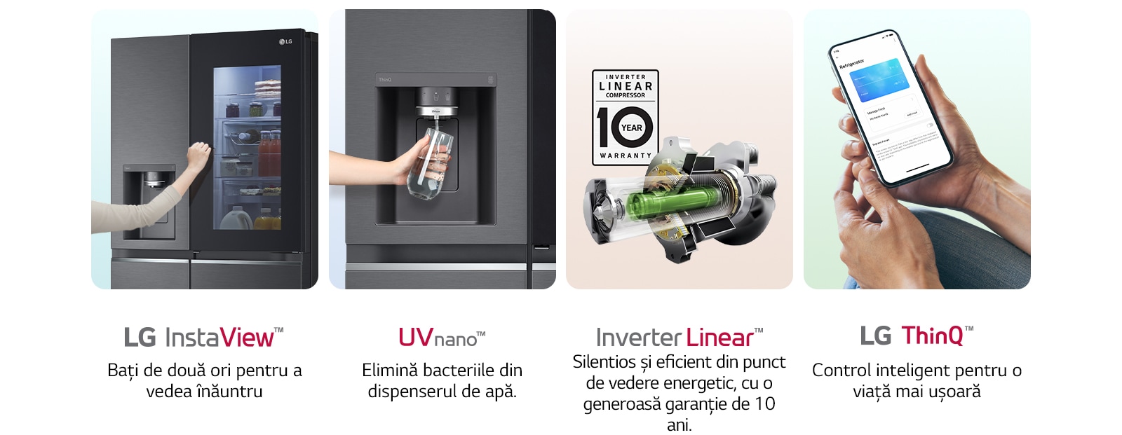 Aceasta este o imagine care sintetizează principalele caracteristici ale produsului în patru categorii.