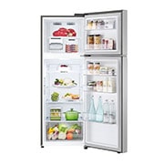 LG Frigider LG, 335L, No Frost, Compresor Smart Inverter, Multi-Air Flow, vedere frontală deschisă cu mâncare depozitată, GTBV38PZGKD, thumbnail 2