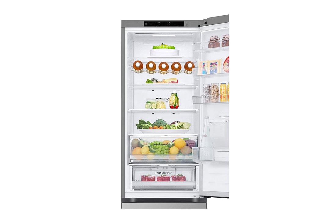 LG Combină Frigorifică LG, 386L, No Frost, Compresor Smart Inverter, Door Cooling™, open door with food, GBF3202DPY, thumbnail 9